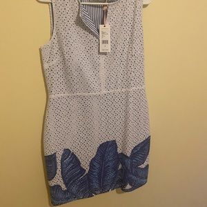 Striped Eyelet Shift Dress